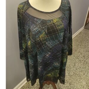 Catherine's Woman's Plaid Blouse Long Sleeve Career Office Wear Top‎